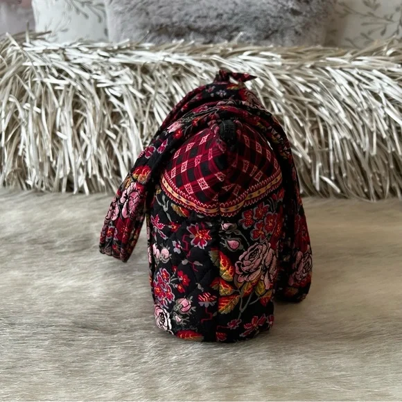 Vintage VERA BRADLEY Anastasia Petite Paddy Bag Zipper USA Black Red Floral Y2K - Picture 8 of 14